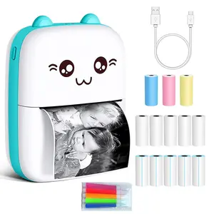 Portable Printer, Mini Pocket Wireless Bluetooth, Thermal Printers with 13 Rolls Printing Paper for Android iOS Smartphone, Portable Mini Photo Printer for Notes, Journal, Memo Photo, Label Receipt Photo, Students School Supplies, Mini Printer