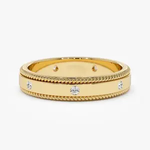 JKR 14K Gold Plated Ring for Women, AAAAA Zircon Inlaid, Stackable Wedding Band with 3 Color Options (Gold/White Gold Plating), Sizes 6 - 10