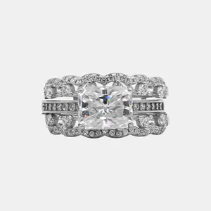 【788】New Year Promo "Slot Art" Splendor 3 Carat Synthetic Moissanite Dating Combined Ring– Luxurious and Unique Choice for Engagement, Wedding, or Special Occasions