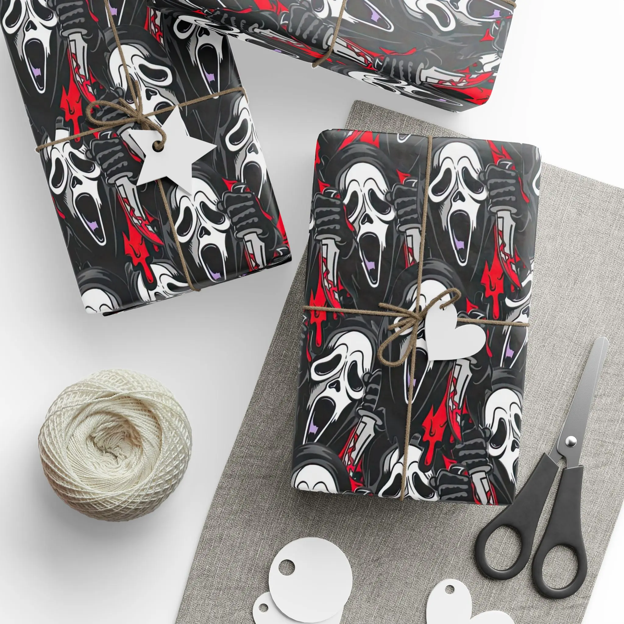 Scream Mask Gift Wrap, Horror Halloween Party Wrapping Paper