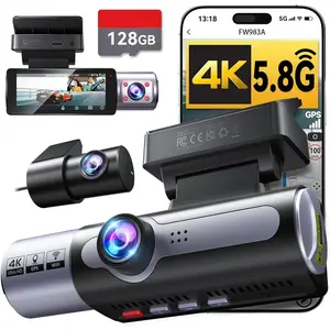 4K Dash Cam Front and Rear,  3  Dashcam, Free 128GB Memory Card, Built-in 5.8GHz WiFi Built-in GPS,  Sensor, Night Vision, 3.16" IPS, 24H Parking Mode(Black)