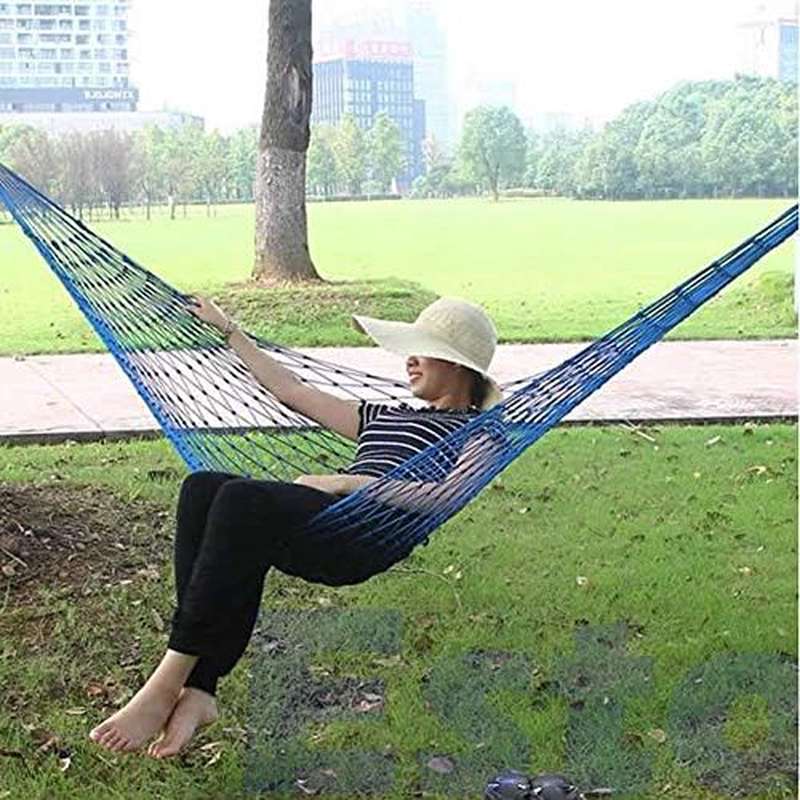 Hammock Outdoor Hammock Multifunctional Mesh Hammock Camping Swing Portable Single Outdoor Breathable Nylon Mesh Strap Rope Portable Nylon Mesh Hammocks Outdoor Relaxation Gear for Camping & Sports