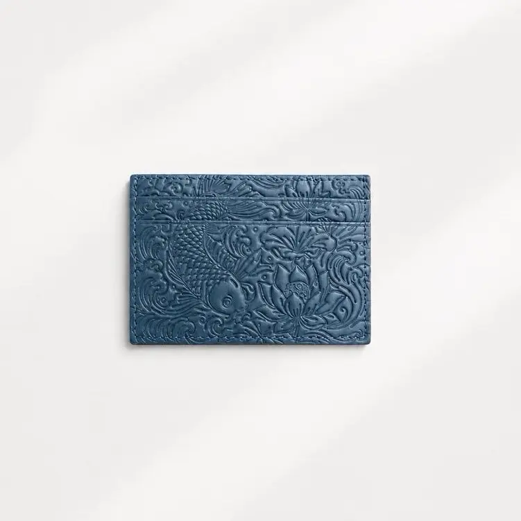 Premium Koi Fish Embossed Durable Leather Bifold Wallet - RFID Blocker, Minimalist Modern Card Holder, Cash Organizer, Men's Gift Ideas