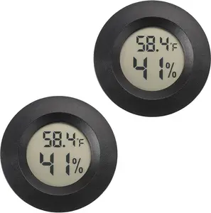 Mini Hygrometer Thermometer Digital Humidity Meter Indoor/Outdoor Humidity Monitor Reptile Thermometer for Greenhouse Garden Cellar Fahrenheit( ℉ )/ Celsius( ℃ ) 2 Pack
