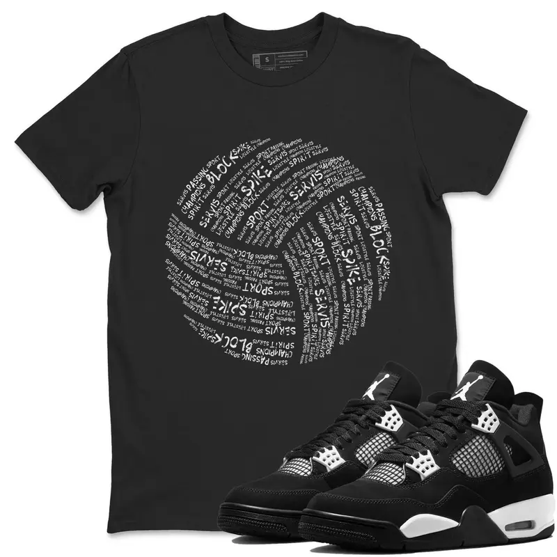 Unisex T-shirt to match Jordans 4 Retro White Thunder - Volleyball Design. 100% Cotton for Casual Wear. Comfortable Summer Unisex T-Shirt to match Jordan Sneaker. Streetwear Style. urban outfitters