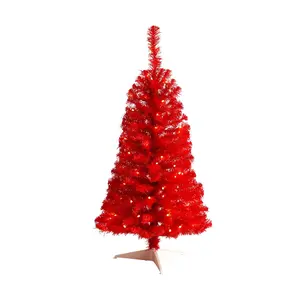 Nearly Natural 3' Red Christmas Tree with 50 LED Lights