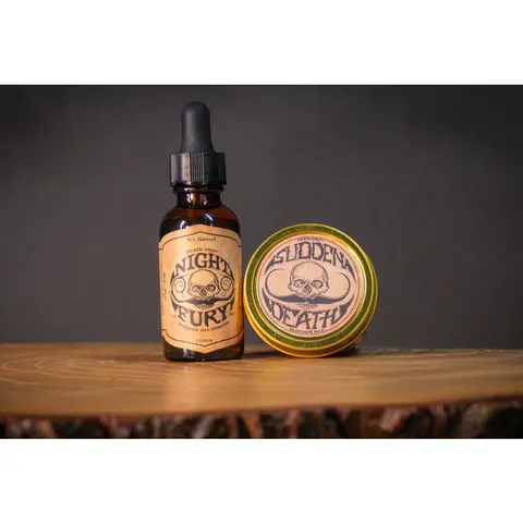 Sudden Death Strong Hold Mustache Wax and Night Fury Mustache Wax Remover Oil Set