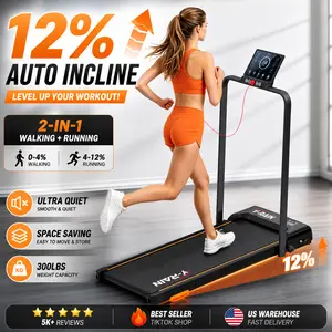 3.0 HP Foldable Treadmill with 12% Incline, 0.6-8MPH Under Desk Walking Pad with Handle Bar, 330 LBS Capacity, Portable Compact Electric Running Machine for Home Office, Quiet Motor, Shock Absorption