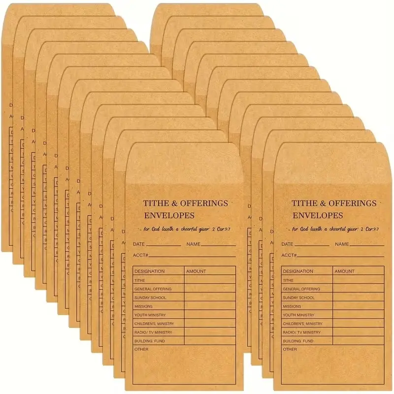50/100 Church Supplies Tithing Envelopes, Offertory Tithes Envelopes, Kraft Paper Church Donations Envelopes, Religious Church Back-To-School Supplies, Essential Church Items