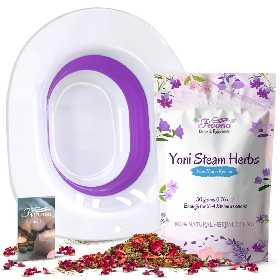 Fivona 2-in-1 Yoni Steam Kit - Steaming Herbs Blue Moon Recipe with Expandable Seat - Yoni Steam Kit with V-Steam Seat