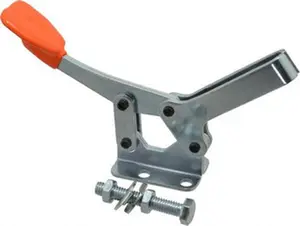 Knu-Vise H-401 400lb Toggle Action U-Bar Clamp - Carbon Steel Manual Hold-Down Clamp with Horizontal Handle, 85° Handle Movement, 95° Bar Opening, Flanged Base