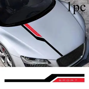 1PC 100cm Car Bonnet Decal Reflective Sticker Sport Letters Racing Styling Lines English Suitable for Audi BMW Decoration Universal Car Accessories