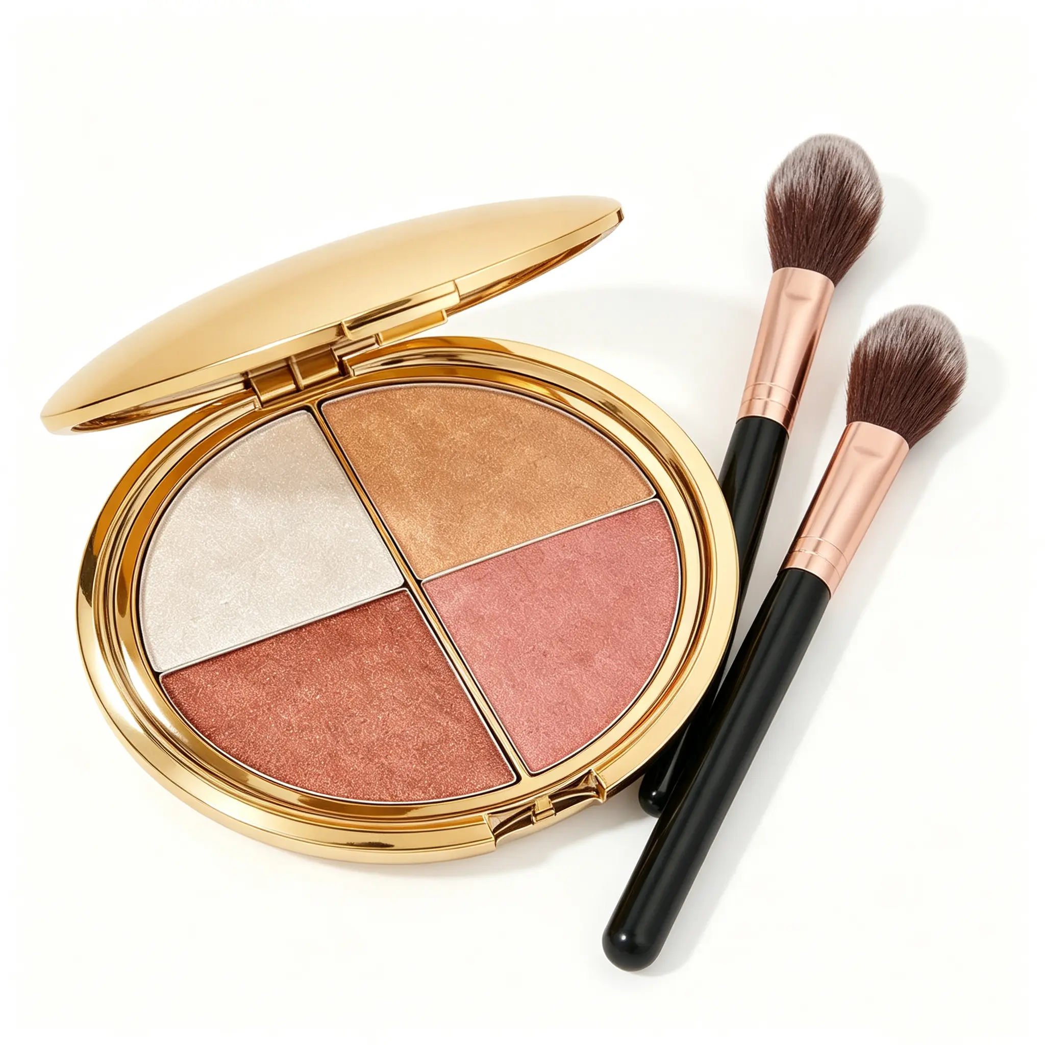 Women's Highlighter & CheekPaletteGlowjiuHighlighter&Cheek Palette with Brush, a 4-in-1Multi-FunctionalMakeupPalette S forHighlighter,Eyeshadow,Blush, Contouring, andFoundation