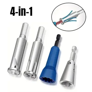 4-in-1 Special Electric Wire Stripper Wire Stripper Cable Stripping Rotary Wire Stripper Electric Drill Electrician Quick Twist Wire Joiner Connector Terminal Connector Twist Twist Parallel Soft and Hard Wire Universal Construction Tools
