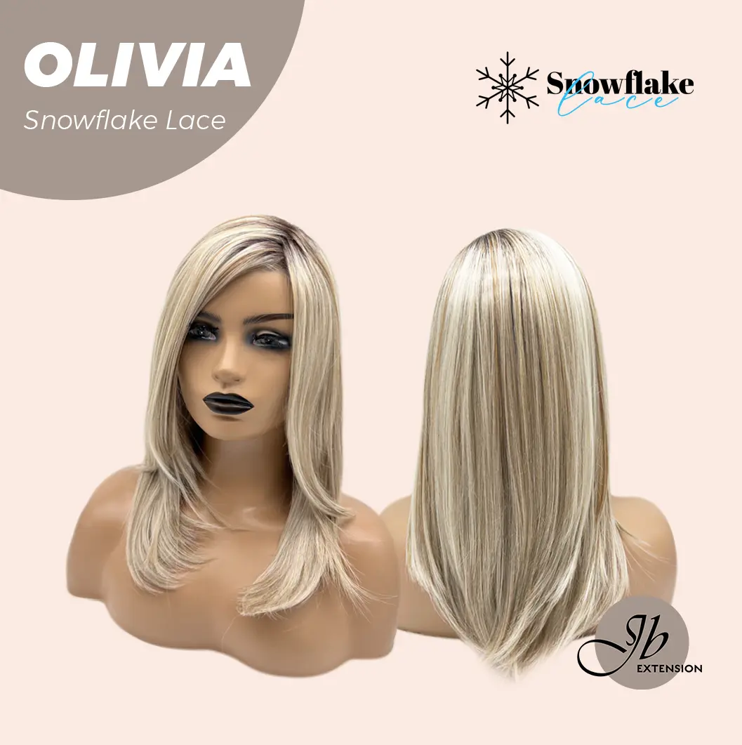 JBEXTENSION 17 Inches Mix Blonde Pre-Cut Side Part Snowflake Lace Frontlace Glueless Wig OLIVIA SNOWFLAKE【BENDY EAR TABS】