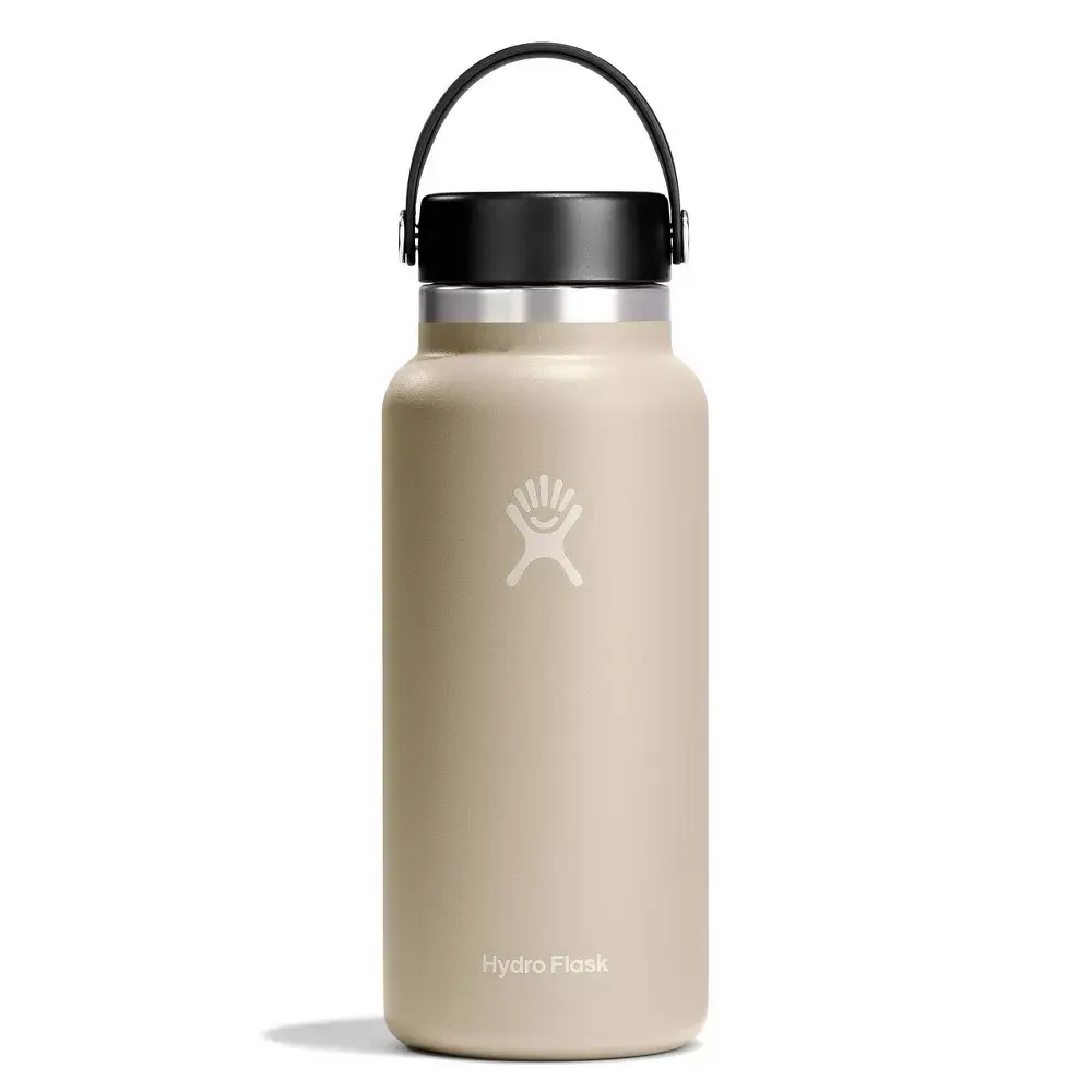 Hydro Flask 32oz Wide Mouth Stainless Steel Water Bottle - Oat, Silicone-Equipped Portable Drinkware with Double-Wall BPA-Free Leakproof Vacuum-Insulated Lid for Everyday Use
