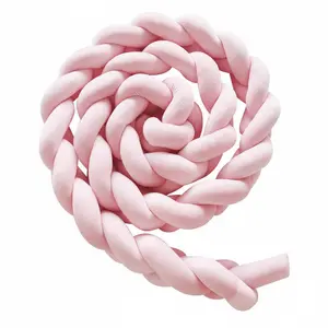 Baby-Safe Handmade Chunky Braided Crib Bumper, Multi-Functional Soft Knot Pillow & Floor Mat, Minimalist Hand-Woven Decorative Cushion for Nursery, Living Room, Office & Car, Hand Washable