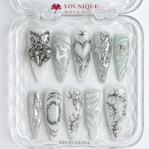 Younique Nails | 10PCS 100% Handmade Press-On Nails | Reusable Colorful Art acrylic stylish 3D
