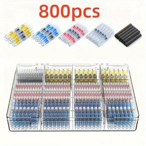car wire heat shrink connector kit, 800pcs/set waterproof welding sealed electrical cable connector, suitable for car and boat wiring, car accessories, car items