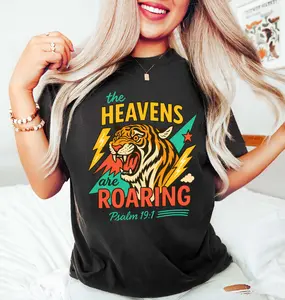 The Heavens are Roaring Shirt, Psalm 19:1 Shirt, Bible Shirt, Christian Shirt, Bible Quote Shirt, Bible Tee, Boho Christian Shirt, Faith Tee Cotton Fabric Sleeve Top Womenswear Elastic