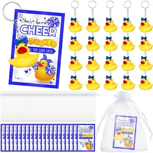 20 Set Cheer Gifts Bulk Duck  You've Been Cheer Ducked Tags Bows Organza Bags for Cheerleader Team  (Blue)