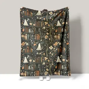 The Haunted Library Flannel blanket, Suitable for Bed, Sofa, Camping and Travel, Durable and Comfortable Decorative Shawl and Blanket