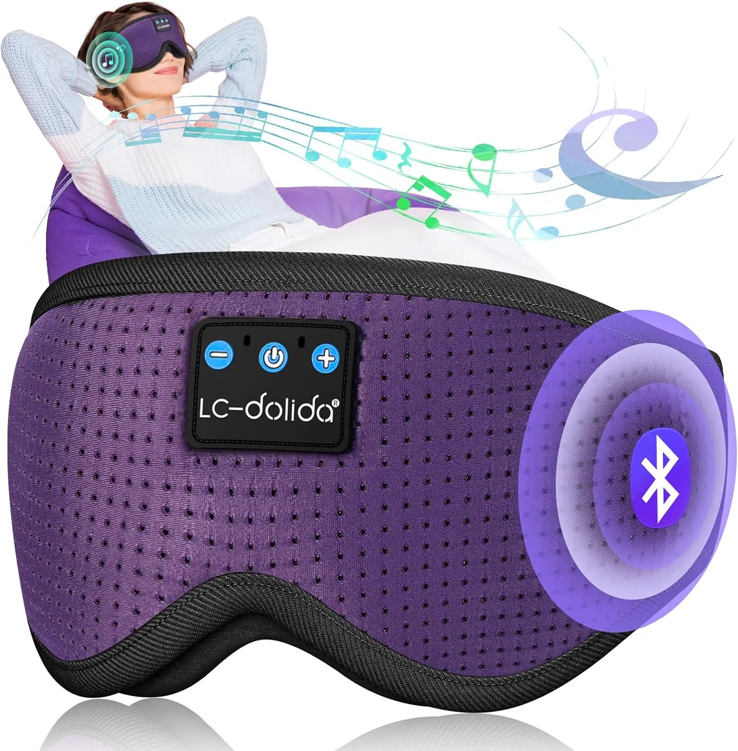 3D Sleep Mask Bluetooth Wireless Music Eye Mask, Sleeping Headphones for Side Sleepers Sleep Mask ,Speakers Perfect for Sleeping