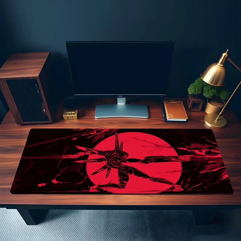 Anime Gaming Desk Mat, Large Extended Mouse Pad, Red Black Desk Pad, Custom XL Keyboard Mat, Computer Desk Accessory, Gamer Gift