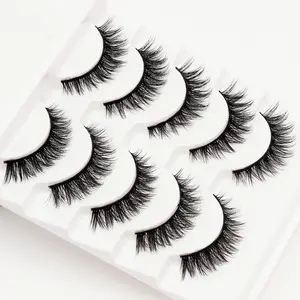 5 Pairs Natural Thin False Eyelashes, 3D Mink Lashes for Dating and Daily Use, Cross and Messy Styles, Natural Look, Stage Makeup, Eyelash Falsies