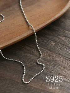 S925 Silver Bead Necklace, Casual Style, 2mm Chain Width, Unisex Punk Hip-Hop Jewelry, Perfect Gift for Birthdays & Anniversaries