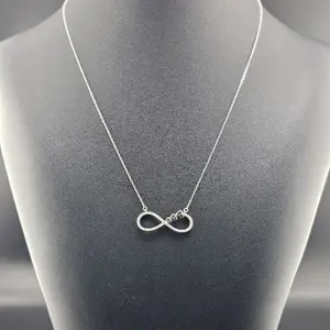 Infinity Design Silver Necklace, 17" Length, Everyday Wear Jewelry