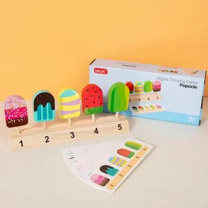 Wooden Ice Cream Stick Game Set, 1 Set Color & Number Matching Puzzle, Educational Toy for Kids, Math Learning Tools, Enhance Math & Reading Ability