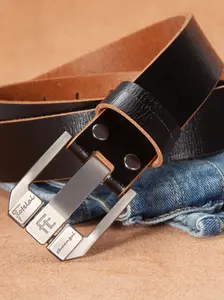 Men's Vintage Wide Fashionable Metal Buckle Leather Belt, Fashion Casual First Layer Cowhide Waistband, Length 110cm-130cm, Stylish and Durable