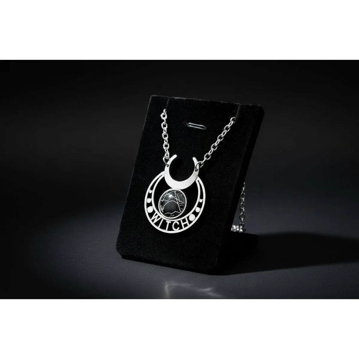 Real Spiderweb “WITCH” Pendant Necklace