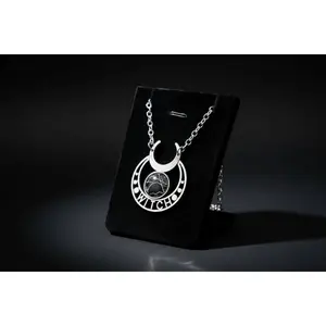 Real Spiderweb “WITCH” Pendant Necklace