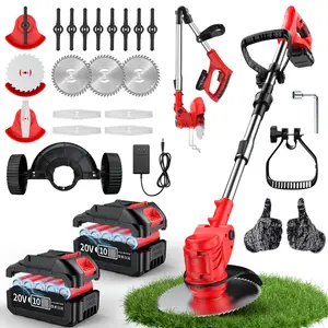 Home small portable electric lawn mower with 2 lithium batteries, three blade options, cordless handheld design for yard use, multifunctional weed trimmer
