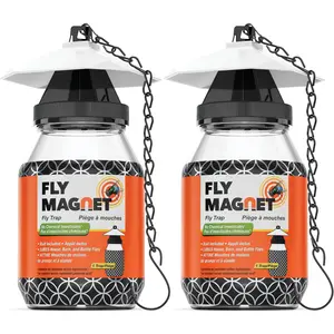 Outdoor Fly Trap [2 Pack] Fly Traps Outdoor with Dissolvable Non-Toxic Bait - Controls Flies for Patios, Hanging Fly Traps with Tie Included