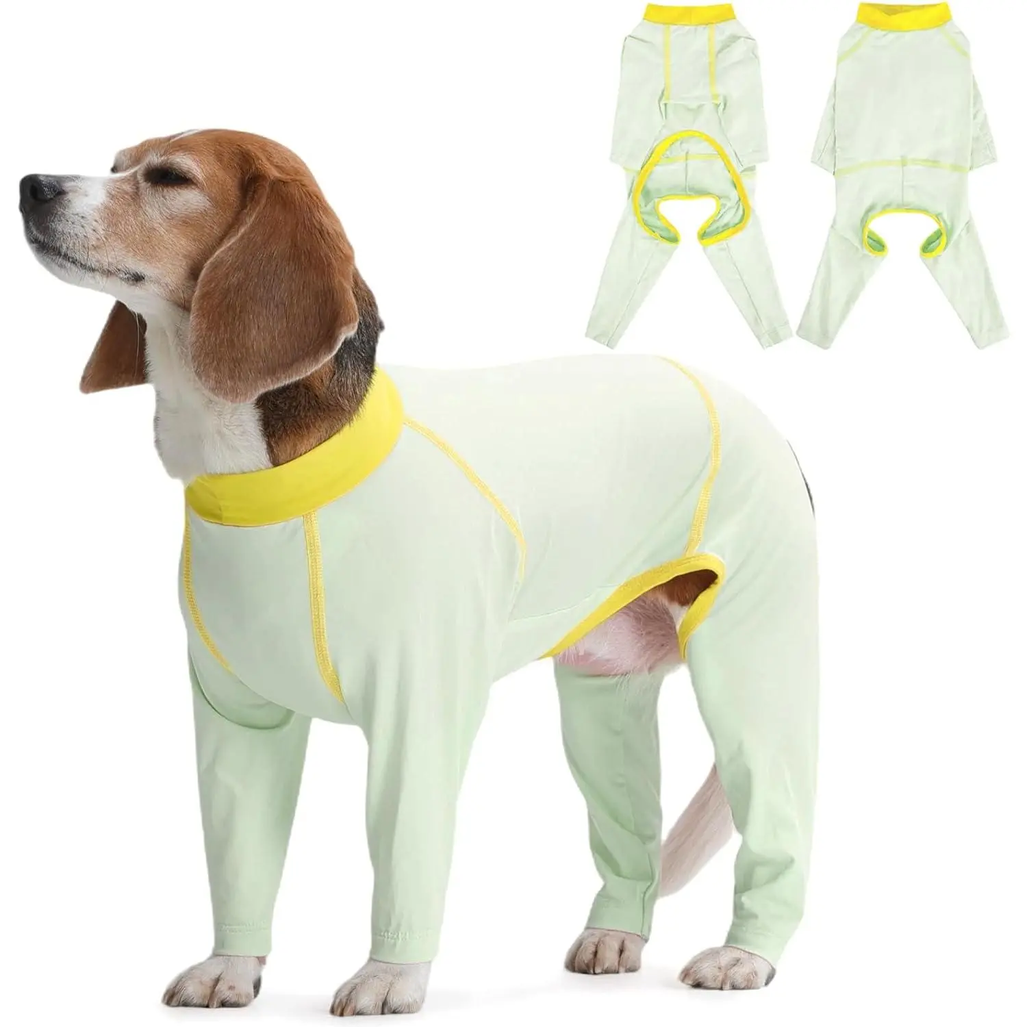 FUAMEY UPF 50+ Lightweight Dog Sun Protection Full-Body Shirt for Medium Dogs (Medium: Back Length 13.39in), Quick-Dry Stretchable Cooling Jumpsuit for Outdoor Adventures & Walks, Dirt-Resistant Shedding Control Onesie, Green, M