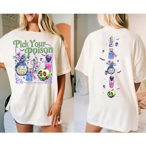 Pick Your Poison 2 Sides T-Shirt, Retro Halloween Shirt, Vintage Oh Right That Poison Sweatshirt, Llama Poison For Kuzco, Spooky Season Gift