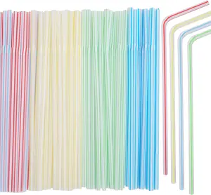 200 Pcs Plastic Straws Disposable Bendy Straws 8.8inch Long Flexible PP Material Safe for Hot Cold Beverages Fun Bendable Feature Versatile Party Essential