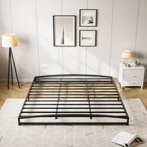 Low Bed Frame California King Size,6 Inch Heavy Duty Metal Platform California King Bed Frame with Arch Design,Easy Assembly,Strong Bearing Capacity,Under Bed Storage,No Box Spring Needed - Black
