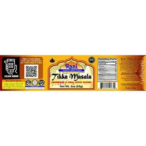 Rani Tikka Masala Indian 7-Spice Blend 3oz (85g) PET Jar ~ All Natural | Salt-Free | Vegan | No Colors | Gluten Friendly | NON-GMO | Indian Origin
