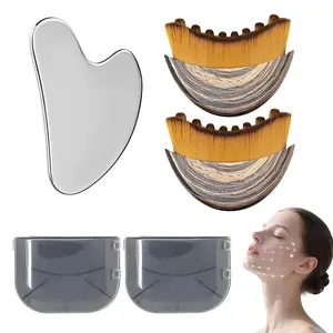 3Pcs Body Care Set, Stainless Steel Gua Sha Board, Facial Lymph Brush, Lymphatic Drainage Tool for Contouring, Ideal for Home Massage and Skincare Rountine