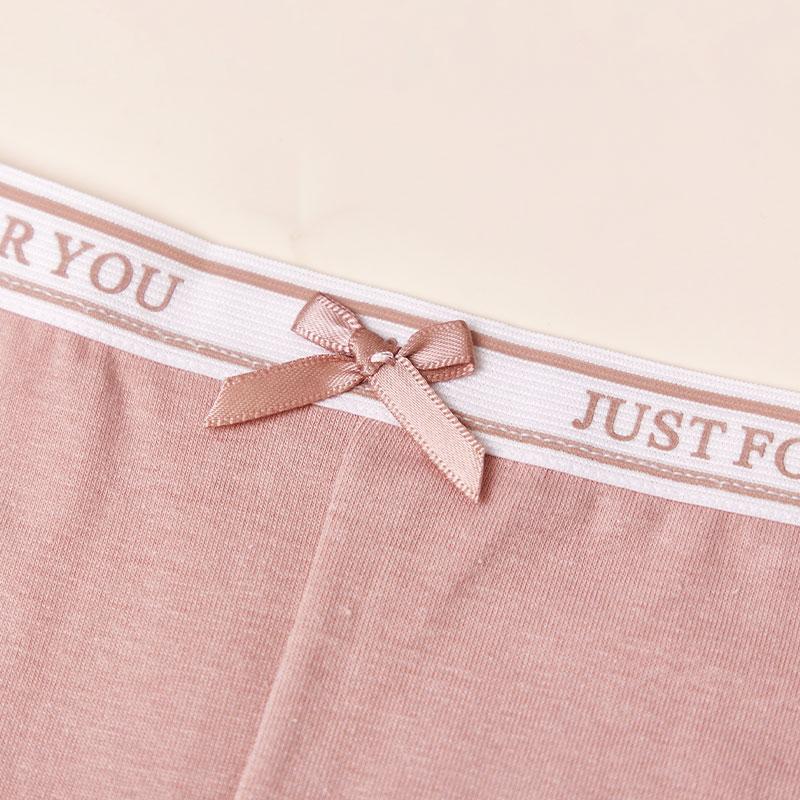 8pcs women’s panties with letter waistband and bow detail, cotton, breathable, butt-lifting, skin-friendly, suitable for everyday wear and dates, triangle cut