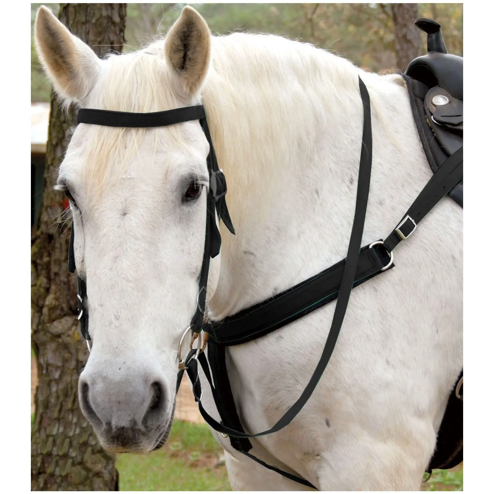 Triple E Nylon Draft Horse Bridle with Bit & Reins