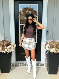 Shannon Front Wrap Plaid Skort