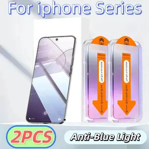 2-Pack Anti-Blue Light Tempered Glass Screen Protector for iPhone 17 16 15 14 13 12 11 Pro Max, Full Coverage, 9h Hardness, Durable, Bubble-Free, Installation, Accessories