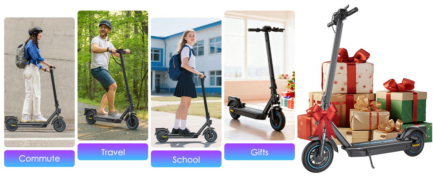 Electric Scooter, 20/25 MPH Top Speed,  28Miles Max Range, 3 Speed Mode,500W Motor with Dual Suspension, 10" Tires All Terrain, Heavy Duty,Dual Braking,Max Load 265LBS E Scooter Foldable for Adults Teens (UL2272)