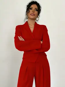 Two-piece set of women's clothing red waist-tight suit, light, mature and Elegant style two-piece set, suitable for formal social gatherings, light dinner occasions, and important business occasions
