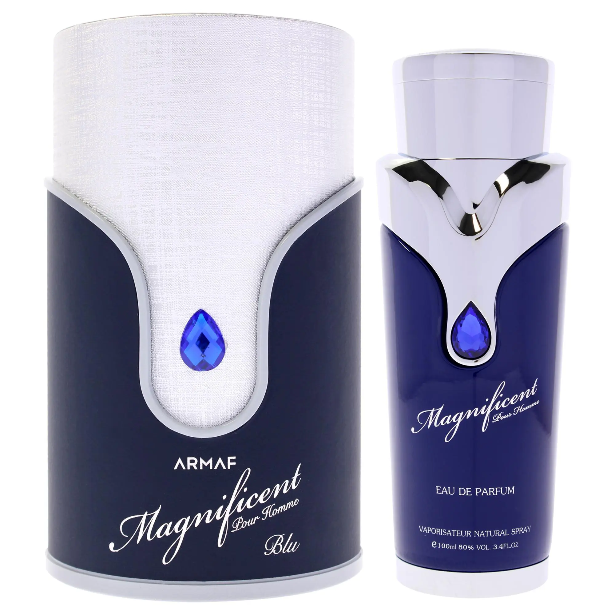 Magnificent Blue by Armaf, 3.4 oz (3 to 3.9 fl oz) Alcohol-Containing EDP Spray for Men with Bold Yet Classy Aroma, Luxury and Refinement, Contains Alcohol